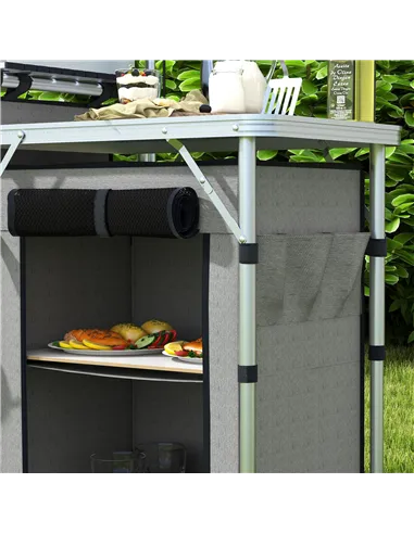 Outsunny Multi-Storage Portable Camping Kitchen, with Carry Bag