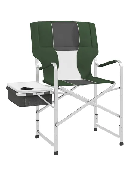Outsunny Folding Aluminium Camping Chair, with Cooler Bag Table - Green