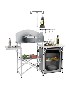 Outsunny Multi-Feature Folding Camping Kitchen, with Wind Shield
