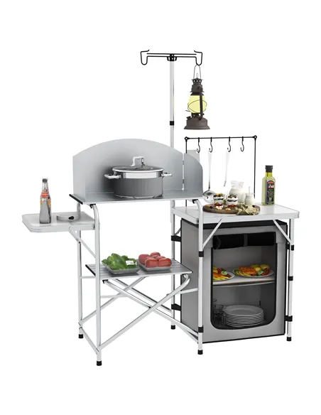 Outsunny Multi-Feature Folding Camping Kitchen, with Wind Shield