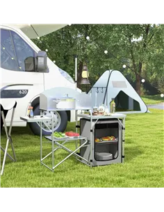 Outsunny Multi-Feature Folding Camping Kitchen, with Wind Shield 2