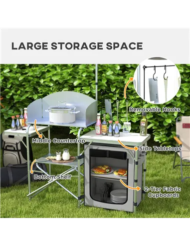 Outsunny Multi-Feature Folding Camping Kitchen, with Wind Shield