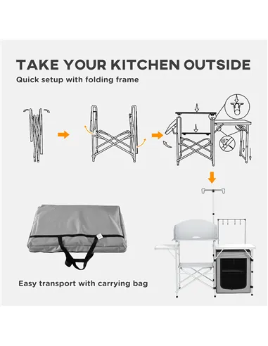 Outsunny Multi-Feature Folding Camping Kitchen, with Wind Shield