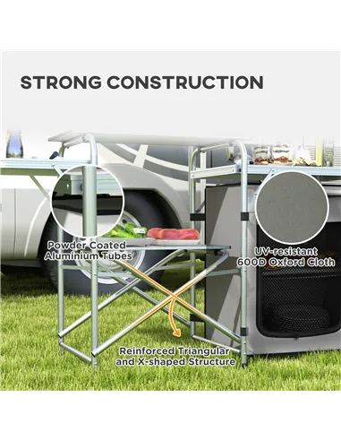 Outsunny Multi-Feature Folding Camping Kitchen, with Wind Shield