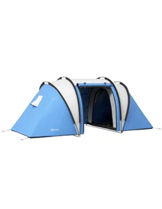 Outsunny Two-Man Tent, with Bedrooms, Living Room and Canopy - Blue