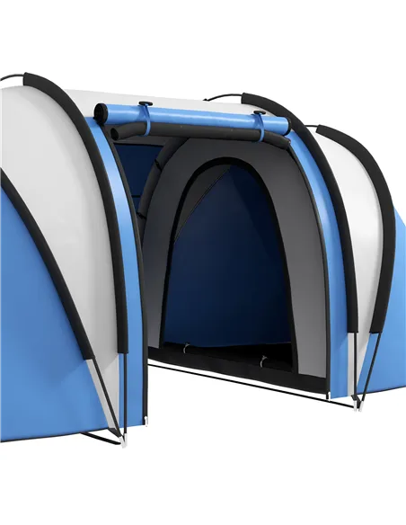 Outsunny Two-Man Tent, with Bedrooms, Living Room and Canopy - Blue