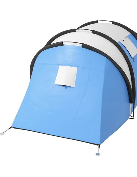 Outsunny Two-Man Tent, with Bedrooms, Living Room and Canopy - Blue