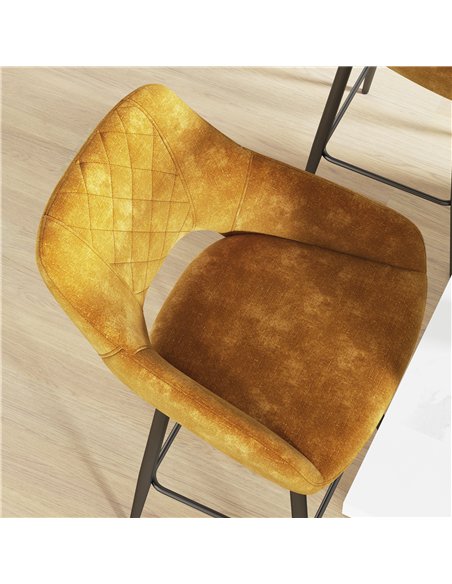 HOMCOM Set of Two Velvet-Feel Bar Stools - Brown
