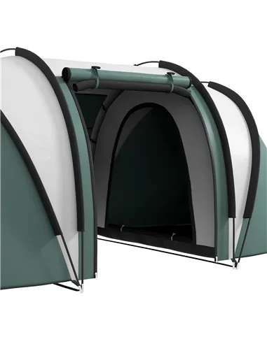Outsunny Two-Man Tent, with Bedrooms, Living Room and Canopy - Dark Green