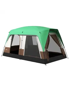 Outsunny Six-Man Camping Tent, with Small Rainfly and Accessories - Green