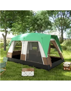 Outsunny Six-Man Camping Tent, with Small Rainfly and Accessories - Green 2