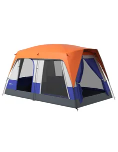 Outsunny Six-Man Camping Tent, with Small Rainfly and Accessories - Orange