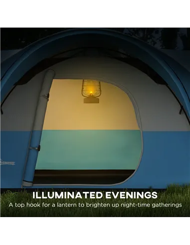 Outsunny 3000mm Waterproof Camping Tent for 5-6 Man, Family Tent with Porch and Sewn in Groundsheet, Portable with Bag, Blue