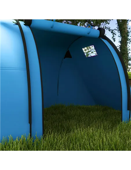 Outsunny Four Man Duo Room Tunnel Tent, with Accessories - Sky Blue