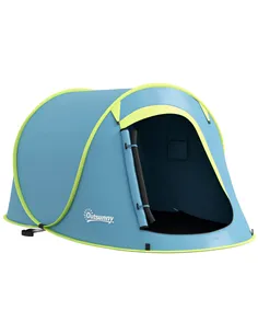 Outsunny Two-Man Pop-Up Dome Tent, with Accessories - Blue
