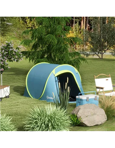 Outsunny Two-Man Pop-Up Dome Tent, with Accessories - Blue
