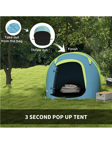Outsunny Two-Man Pop-Up Dome Tent, with Accessories - Blue