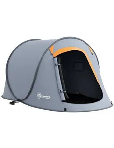 Outsunny Two-Man Pop-Up Dome Tent, with Accessories - Grey