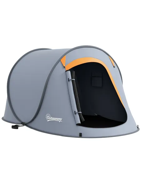 Outsunny Two-Man Pop-Up Dome Tent, with Accessories - Grey