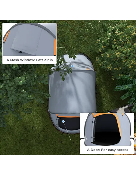 Outsunny Two-Man Pop-Up Dome Tent, with Accessories - Grey