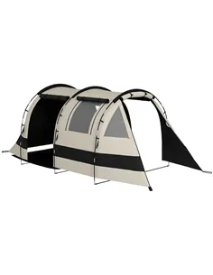 Outsunny Four Man, Two Room Blackout Tent, with Accessories - Khaki