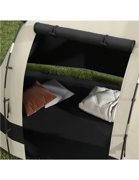 Outsunny Four Man, Two Room Blackout Tent, with Accessories - Khaki