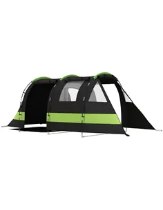 Outsunny Four Man, Two Room Blackout Tent, with Accessories - Black