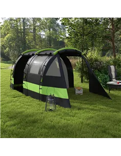 Outsunny Four Man, Two Room Blackout Tent, with Accessories - Black 2
