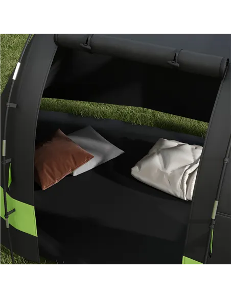Outsunny Four Man, Two Room Blackout Tent, with Accessories - Black