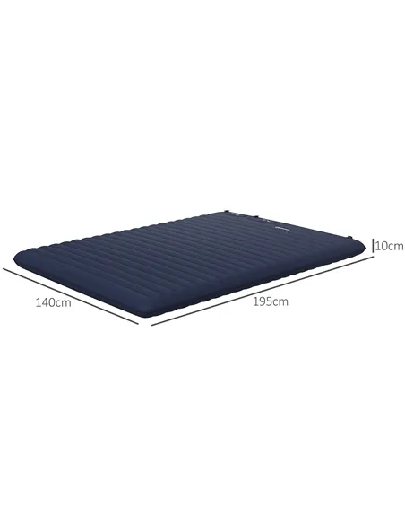 Outsunny Double Inflatable Mattress, with Built-In Pump - Blue