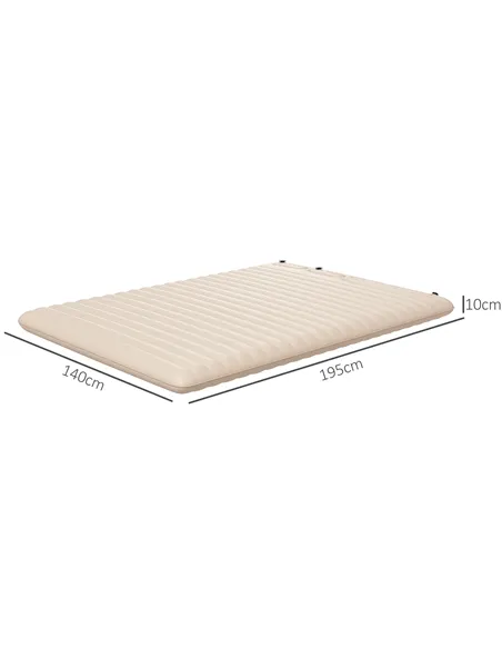 Outsunny Double Inflatable Mattress, with Built-In Pump - White