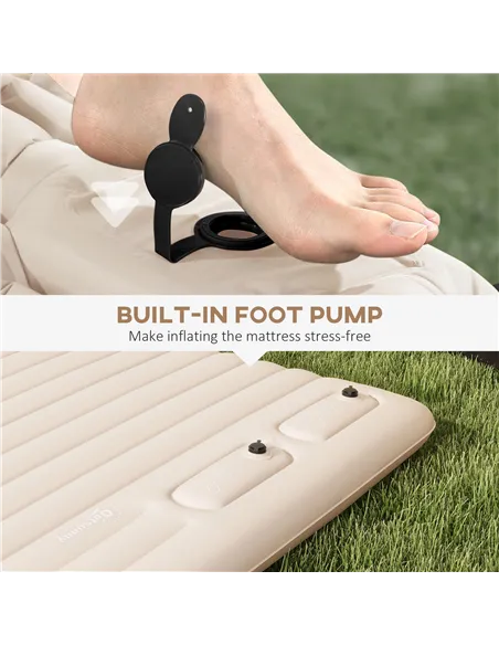 Outsunny Double Inflatable Mattress, with Built-In Pump - White