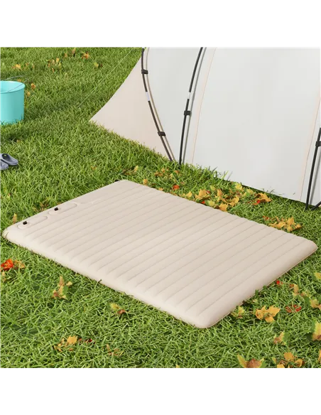Outsunny Double Inflatable Mattress, with Built-In Pump - White