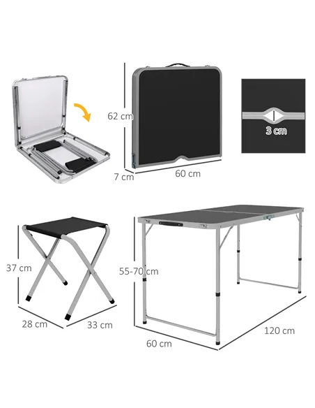 Outsunny Four-Person Foldable Aluminium Picnic Set