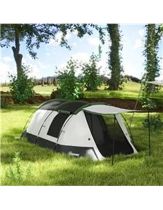 Outsunny Three-Man Camping Tent, with Two Rooms and Porch - Green 2