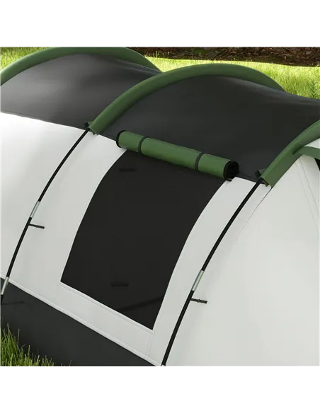 Outsunny Three-Man Camping Tent, with Two Rooms and Porch - Green