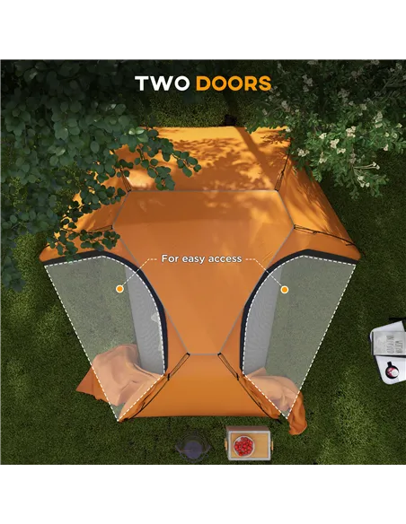 Outsunny Aluminium Frame Camping Tent Dome Tent with Removable Rainfly, 2000mm Waterproof, for 1-2 Man, Orange