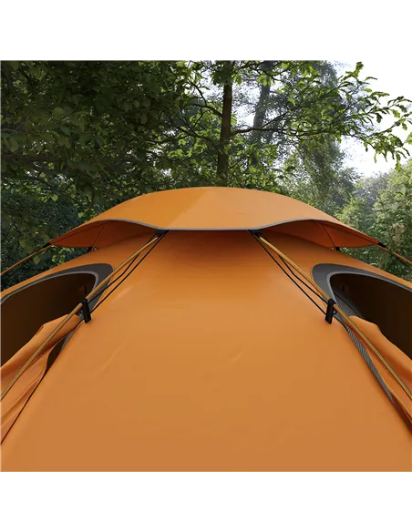 Outsunny Aluminium Frame Camping Tent Dome Tent with Removable Rainfly, 2000mm Waterproof, for 1-2 Man, Orange