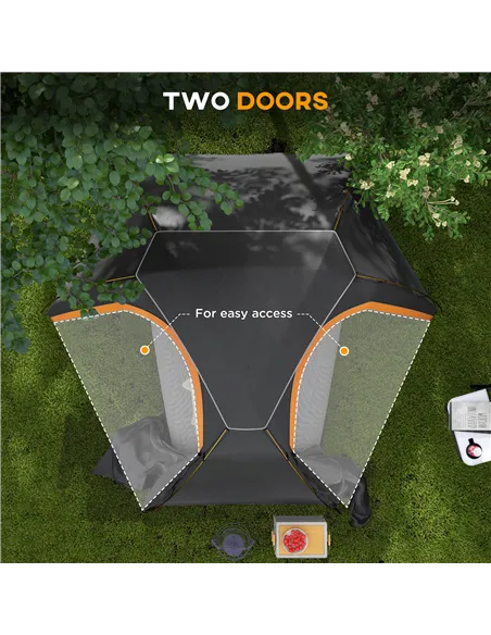 Outsunny Aluminium Frame Camping Tent Dome Tent with Removable Rainfly, 2000mm Waterproof, for 1-2 Man, Grey