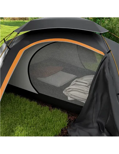 Outsunny Aluminium Frame Camping Tent Dome Tent with Removable Rainfly, 2000mm Waterproof, for 1-2 Man, Grey