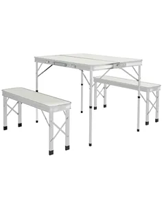 Outsunny Three-Piece Aluminium Folding Picnic Table and Bench Set