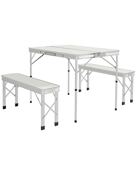 Outsunny Three-Piece Aluminium Folding Picnic Table and Bench Set