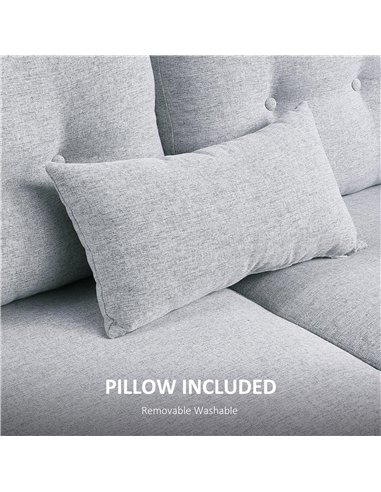 HOMCOM 2 Seater Sofa with Spring Cushion, Fabric Sofa with Wooden Legs, Modern Love Seat for Living Room, 140cm Width Tufted Cou