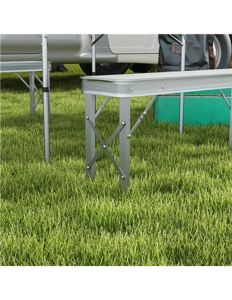 Outsunny Three-Piece Aluminium Folding Picnic Table and Bench Set