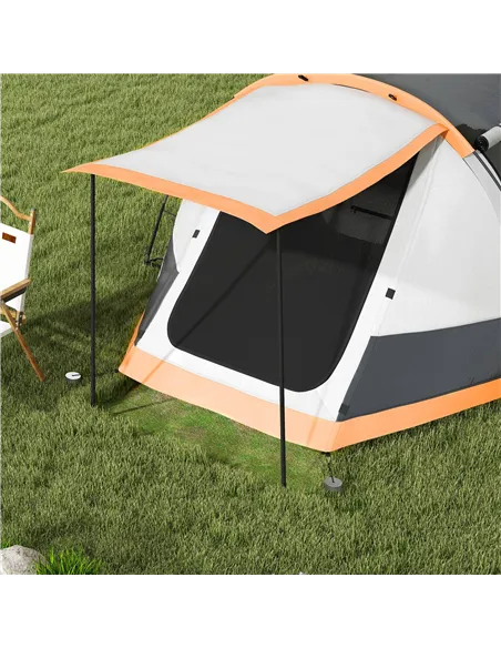 Outsunny Three-Man Camping Tent, with Two Rooms and Porch - Orange