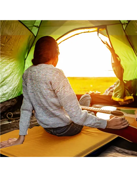 Outsunny Single Inflatable Mattress Sleeping Pad, Self-Inflating, Khaki