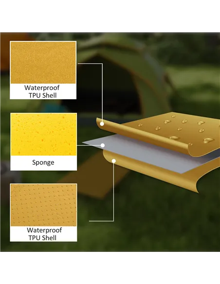Outsunny Single Inflatable Mattress Sleeping Pad, Self-Inflating, Khaki
