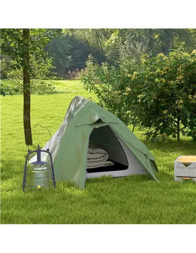 Outsunny Double Layer Camping Tent, 1-2 Man Backpacking Tent with Carry Bag, 2000mm Waterproof and Lightweight, Green