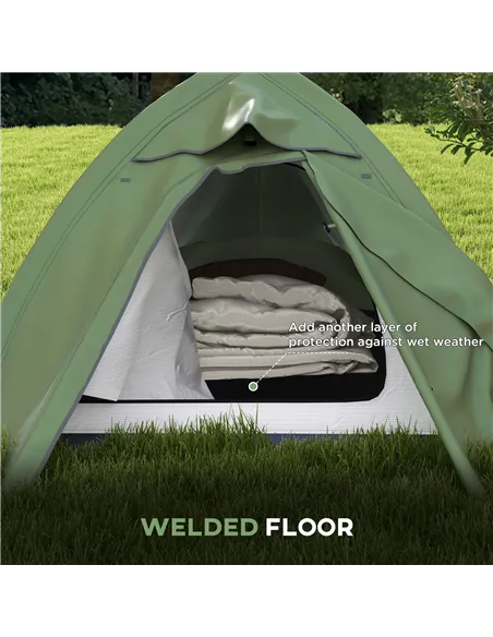 Outsunny Double Layer Camping Tent, 1-2 Man Backpacking Tent with Carry Bag, 2000mm Waterproof and Lightweight, Green