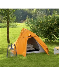 Outsunny Double Layer Camping Tent, 1-2 Man Backpacking Tent with Carry Bag, 2000mm Waterproof and Lightweight, Orange 2